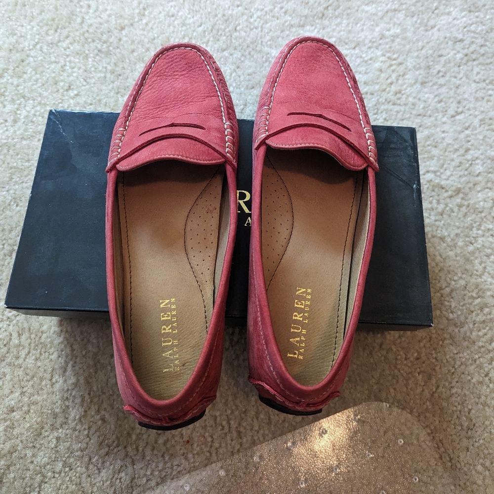 Ralph Lauren women's Camila Loafer Red Milled Nubuck